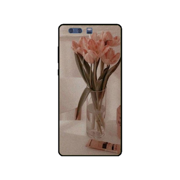 Husa personalizata HQPrint si Folie de Silicon pentru Huawei P10 Plus, model Flowers #14, multicolor, S1D1M0208