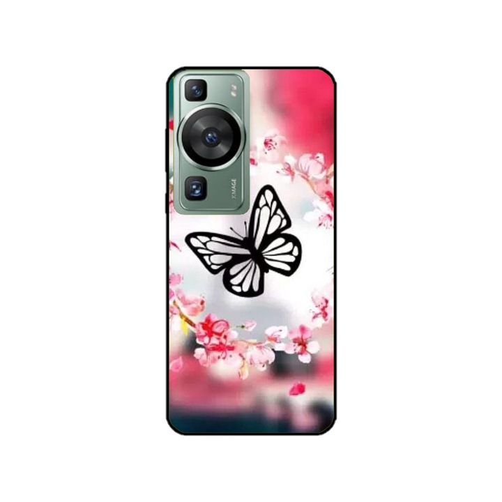 Husa personalizata HQPrint si Folie de Silicon pentru Huawei P60, model Butterfly #8, multicolor, S1D1M0380