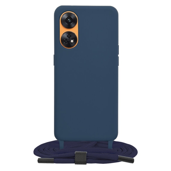 Калъф съвместим с Oppo Reno 8T, Crossbody Lanyard, с кабел за закачане, 170 см дължина на кабела, син