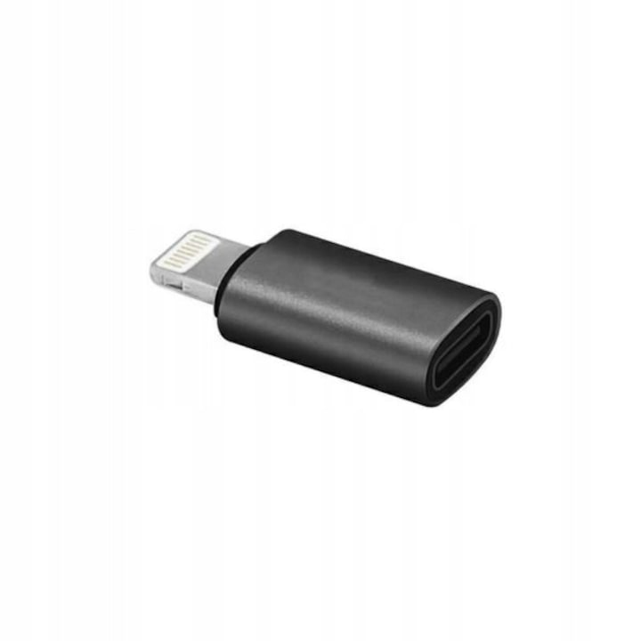 Adaptor USB tip C - Lightning, Compatibil cu iPhone, Negru