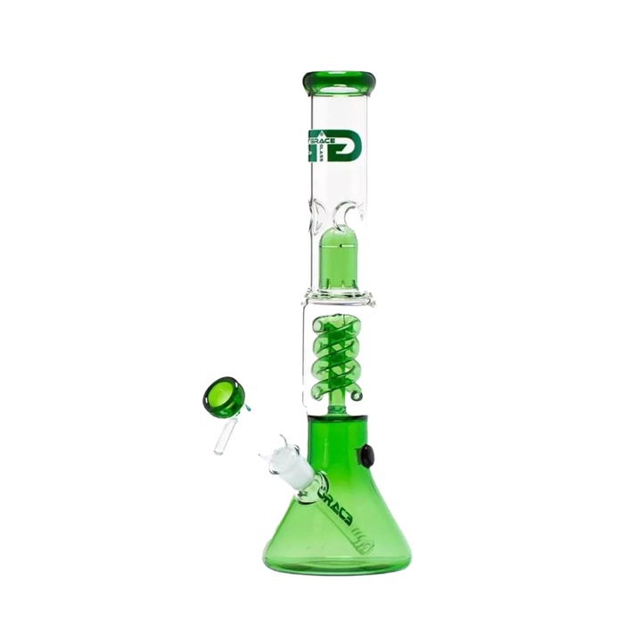 Bong Grace Glass cu difuzor spiralat, sticla, verde, 35 cm