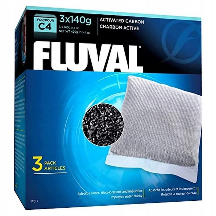 Set 3 pachete de filtrante cu carbon activ, Fluval, 3x140g