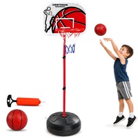 Set Cos De Baschet Copii Cu Picior KidProtect®, Minge Inclusa, Inel Metalic Pentru Interior Sau Exterior, 4 Inaltimi Ajustabile, Maxim 206 cm, Baza Stabila Nisip Sau Apa