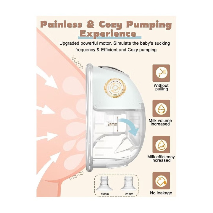 Помпа за кърма, Gonice, Силиконова, Електрическа, Бяла/Прозрачна