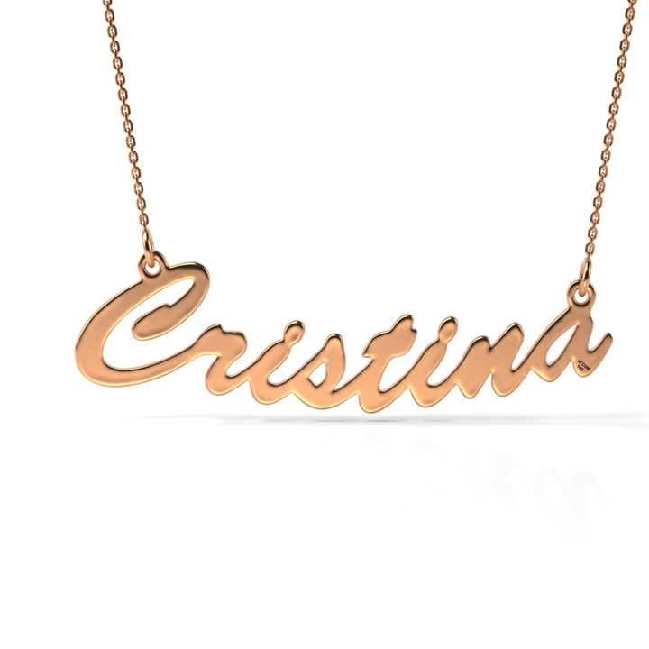 Colier din aur roz cu nume Cristina