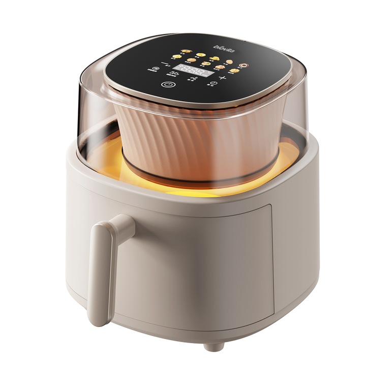 Friteuza cu Aer Cald / Air Fryer, Digitala, 6 Litri, 1550W, 10 Programe, Amestecare Automata, Biovita SUPREMA