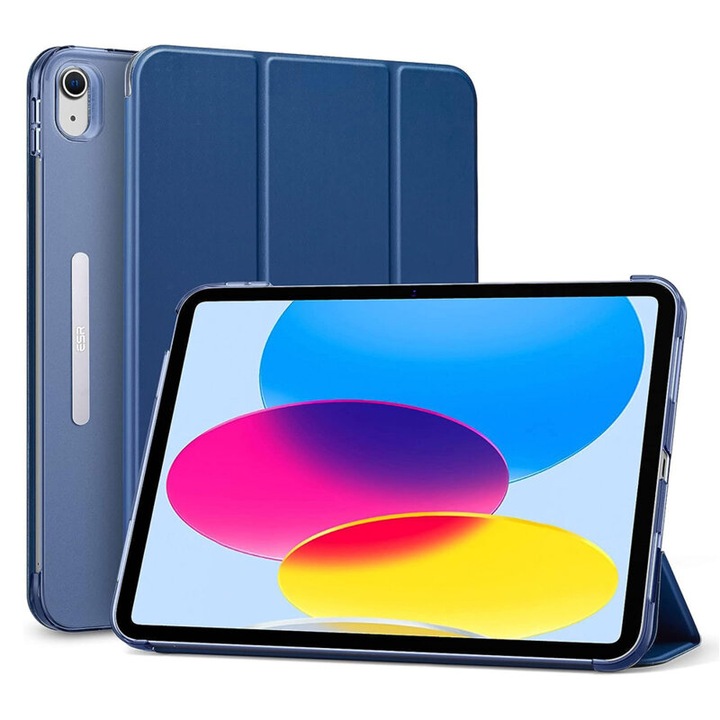 Защитен калъф, съвместим с iPad 10 2022, 10,9", Ascend Trifold, магнитно затваряне и държач за писалка, тъмно син