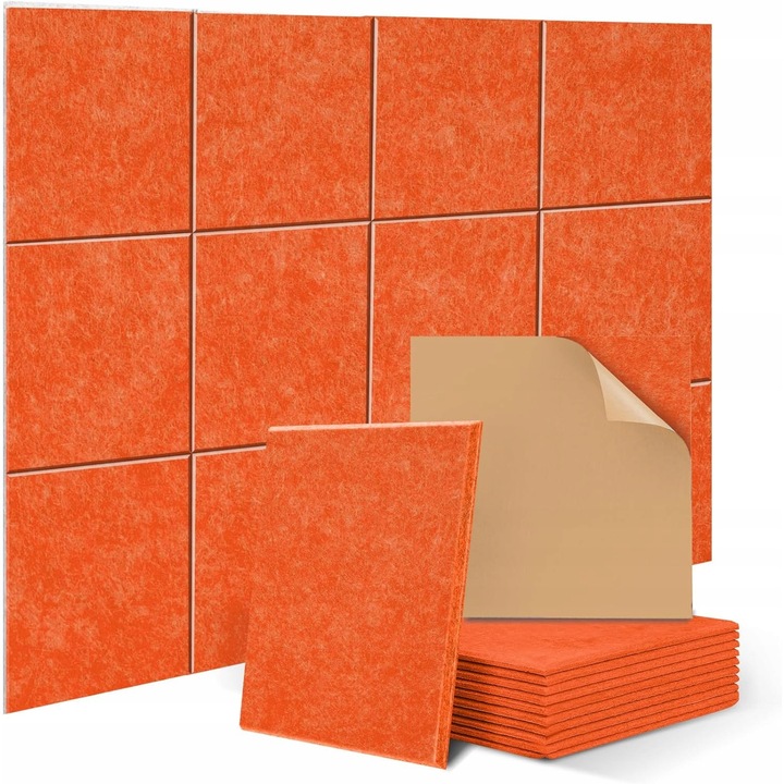 Panouri acustice, Luk, Poliester, Portocaliu, 30 x 30 x 1 cm