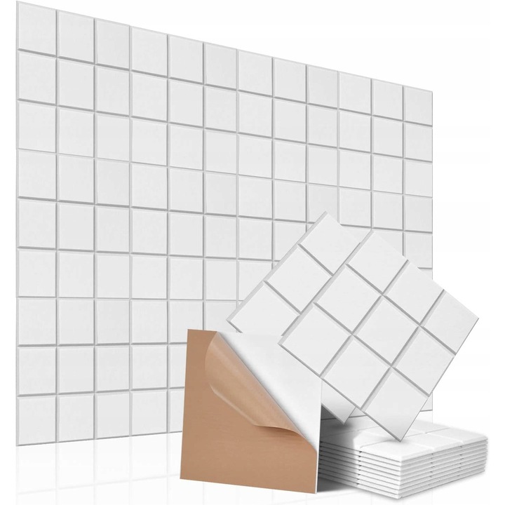 Set 12 Panouri acustice, Luka, Poliester, 30 x 26 x 0.9 cm, Alb