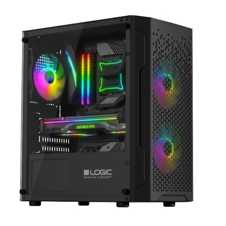 Carcasa Middle Tower, Aerocool, Sticla securizata, 206 x 450 x 372mm, Alb