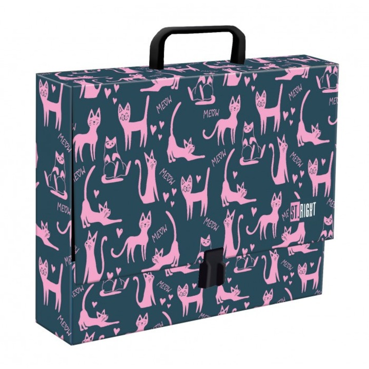 Dosar A4 cu maner, ST-Majewski, Plastic, Verde/Roz