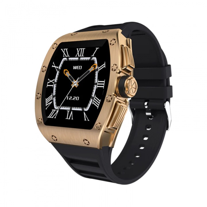 Smartwatch unisex GT1, Kumi, TPU/Metal, Android/iOS, Ecran 1.3 inch, Negru/Auriu