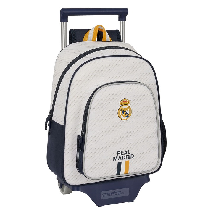 Училищна чанта с колелца Real Madrid C.F. Бял, 28 x 34 x 10 cm