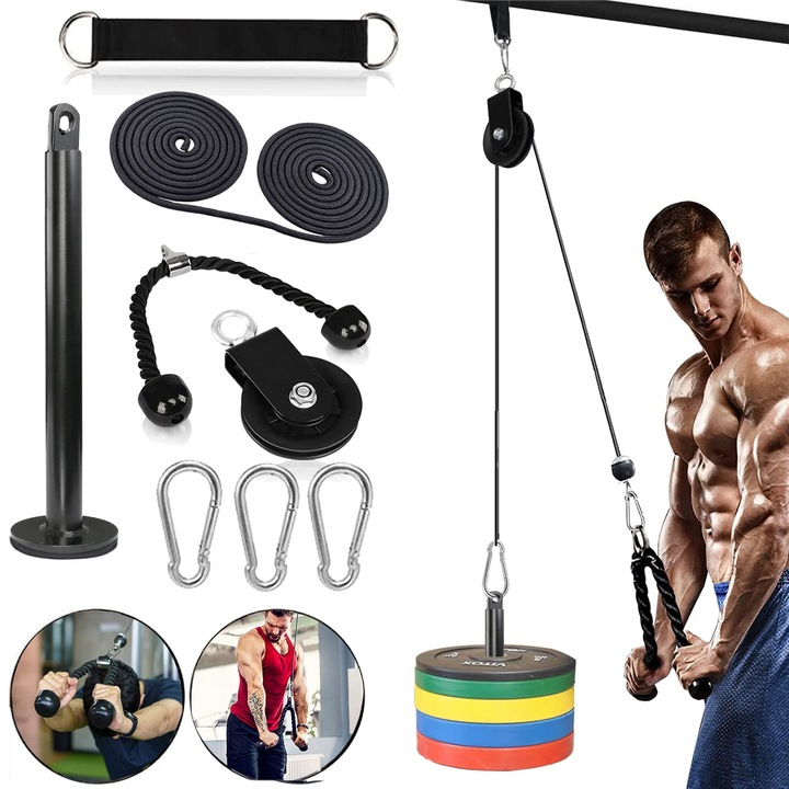 Sistem de scripete cu cablu de greutate Gym Professional Home Gym Equipment Fitness upgraded for Triceps Pull Down Biceps Curl Spate Antebrat Umar, WALALLA, Multicolor