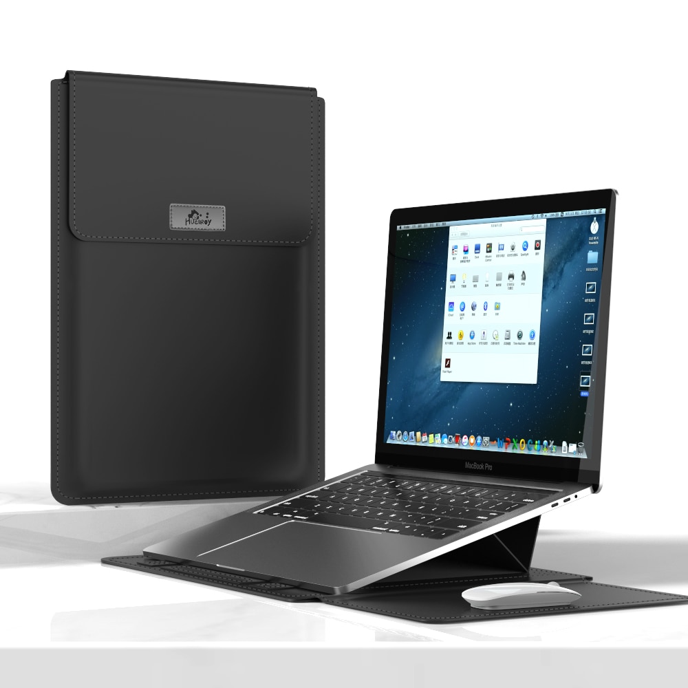Set huse de protectie pentru laptop, Hueiroy, PVC, 15 inchi, Negru