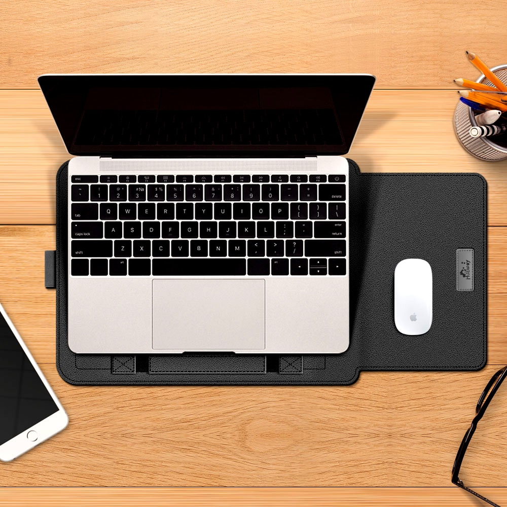 Set huse de protectie pentru laptop, Hueiroy, PVC, 15 inchi, Negru
