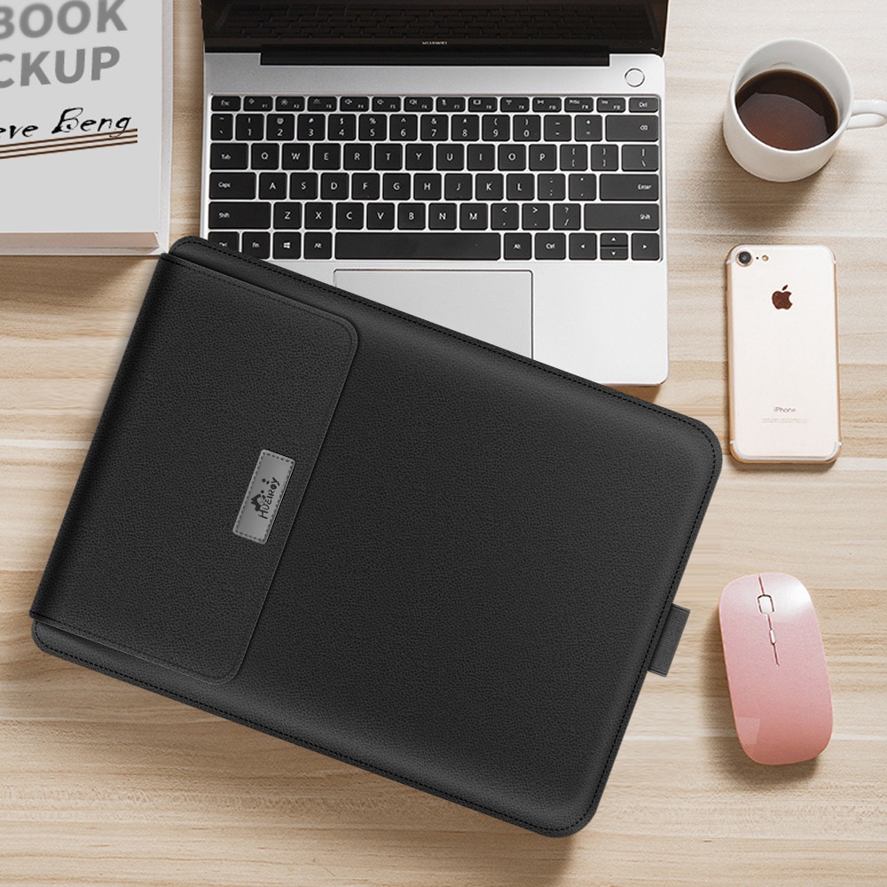 Set huse de protectie pentru laptop, Hueiroy, PVC, 15 inchi, Negru