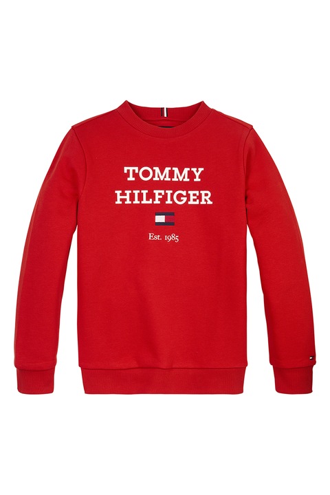 Tommy Hilfiger, Bluza de trening din amestec de bumbac organic, Rosu