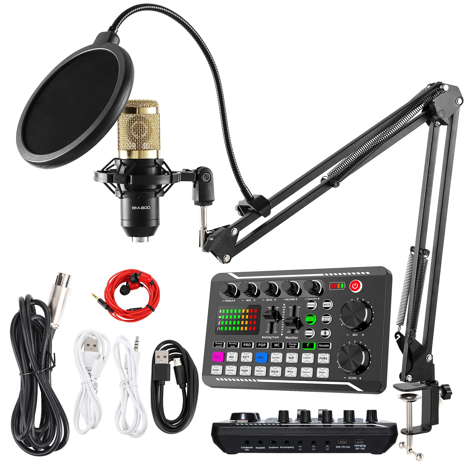 Kit Podcast Completo - Microfono BM-800, Interfaccia Audio, Braccio, Per Streaming E Registrazione - Foto 4