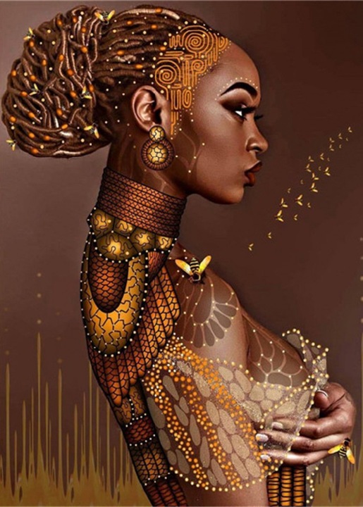 Set de broderie cu diamante, Norimpex, Femeie cu coc, 7ani+, 40x30cm, Multicolor