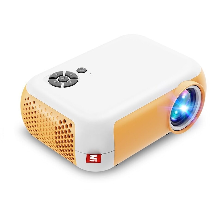 Преносим мини проектор, Zola®, макс. 1920x1080, LED, 13.5x9.7x5 см, оранжево-бял