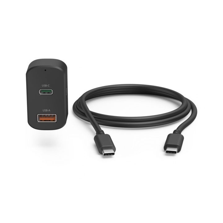 Hama FIC E3 USB-A / USB-C Autós töltő + USB-C Kábel - Fekete (65W) (200018)
