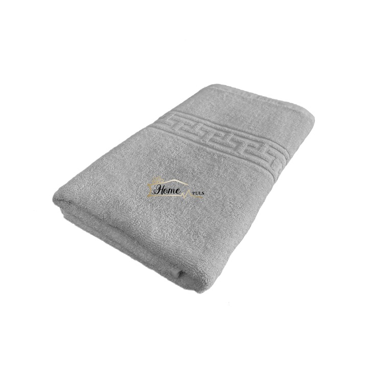 Arctörlő 50 x 90 cm Görög Border 100% Pamut Lux 500 gr./m2, Szürke