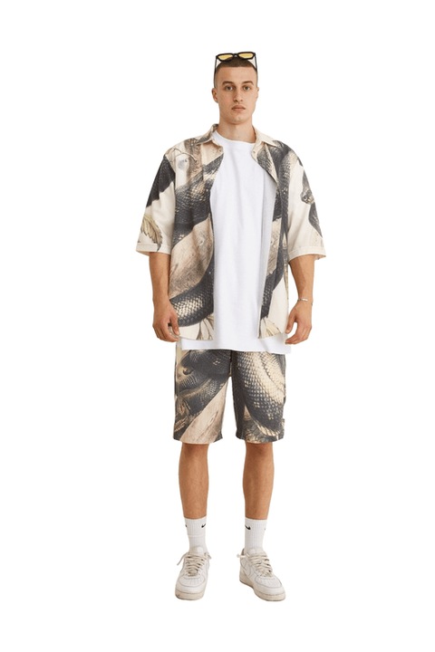 Set Camasa cu maneca scurta si Bermude Snake barbati, mysimplicated, Poliamida, Multicolor, Multicolor