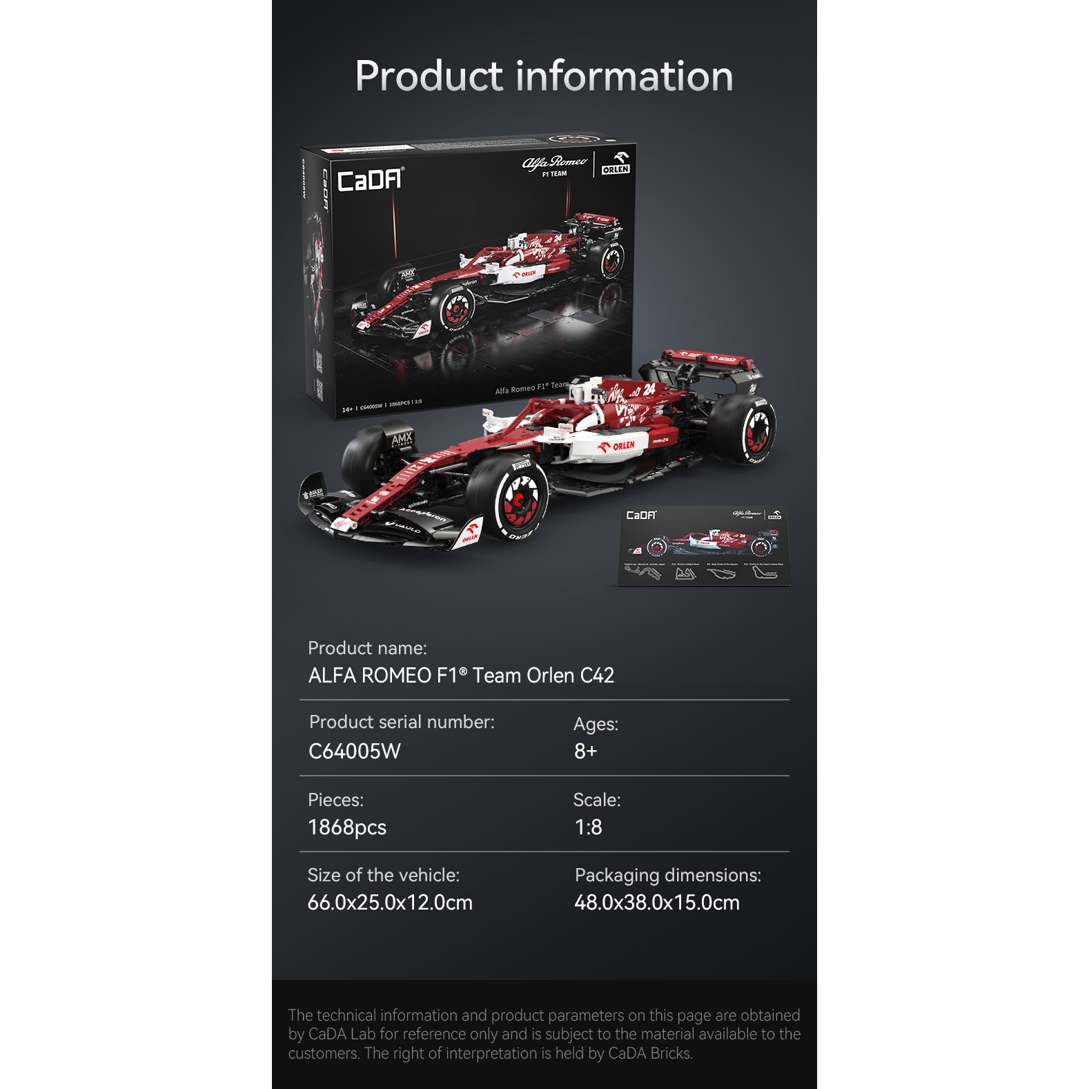 Set De Constructie, CaDA, C64005W, Alfa Romeo F1 Team ORLEN C42w, Rosu ...