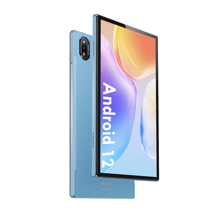 Таблет 10 инча BRILLAR T16, Android 12, осемядрен, 6 GB RAM, 128 GB памет, Bluetooth, светло син