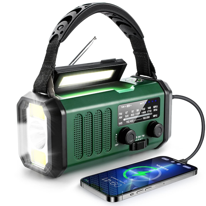 Преносимо радио, WALALLA, USB тип C, LED, зелено