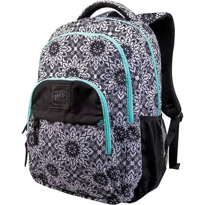 Rucsac multicolorat cu 3 compartimente cu fermoar pentru scoala like me oriental, dimensiune 44 x 32 18