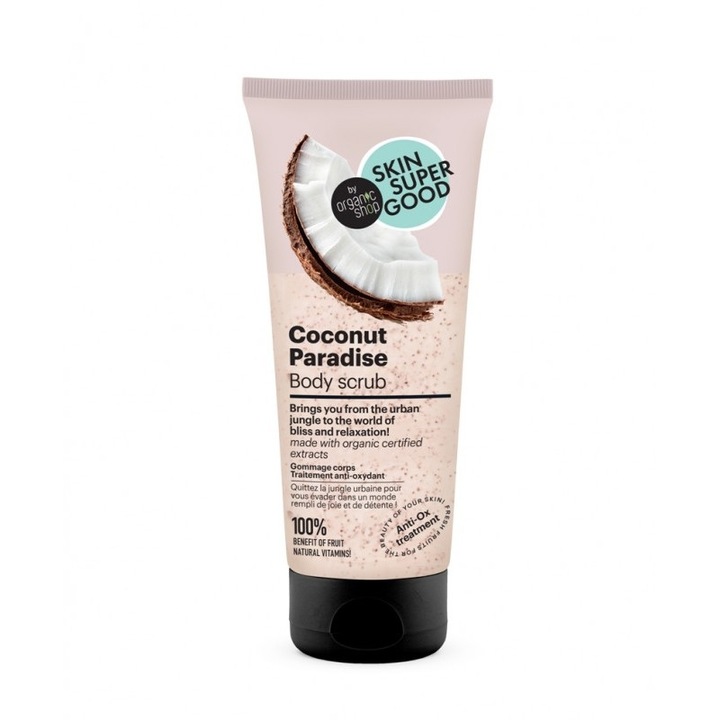 Scrub de corp Coconut Paradise, tratament anti-oxidant, 200ml - Skin Supergood