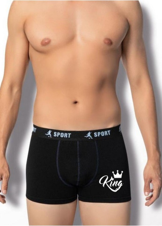 Férfi boxer, kézzel szabott KING, Valentin napi páros, pamut/lycra, fekete