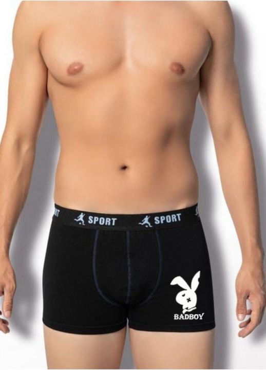 Boxeri barbatesti, personalizat manual BADBOY, Valentine Day cuplu, bumbac/lycra, black