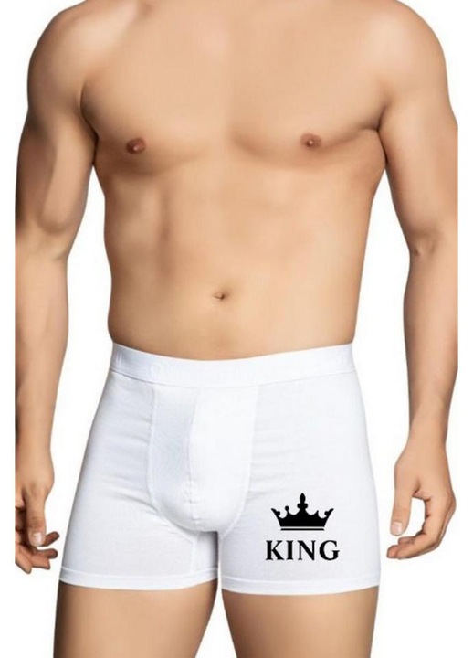 Férfi boxerek, KING által kézzel szabott, Valentin napi pár, pamut/lycra, fehér