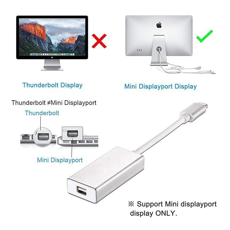 USB-C към Mini DisplayPort DP адаптер, AEWOYAD, поддържа 4k UHD ...