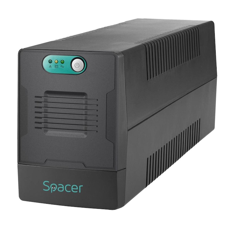 UPS Spacer Line Interactive, 1000VA/600W, AVR, 4 prize Schuko, indicatie status cu LED, 2 x baterie 12V/7Ah