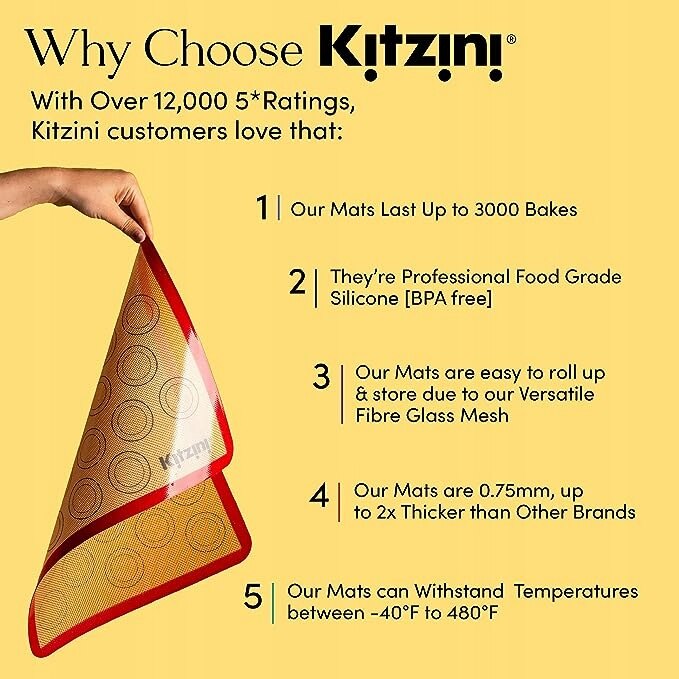 Set 2 tavi de copt pentru macarons, Kitzini, Silicon, 42 x 29.5 cm
