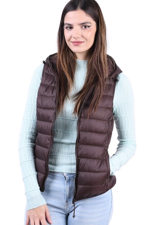 Vesta cu gluga Dark Brown, Maro, Only, Marimea S 36 EU