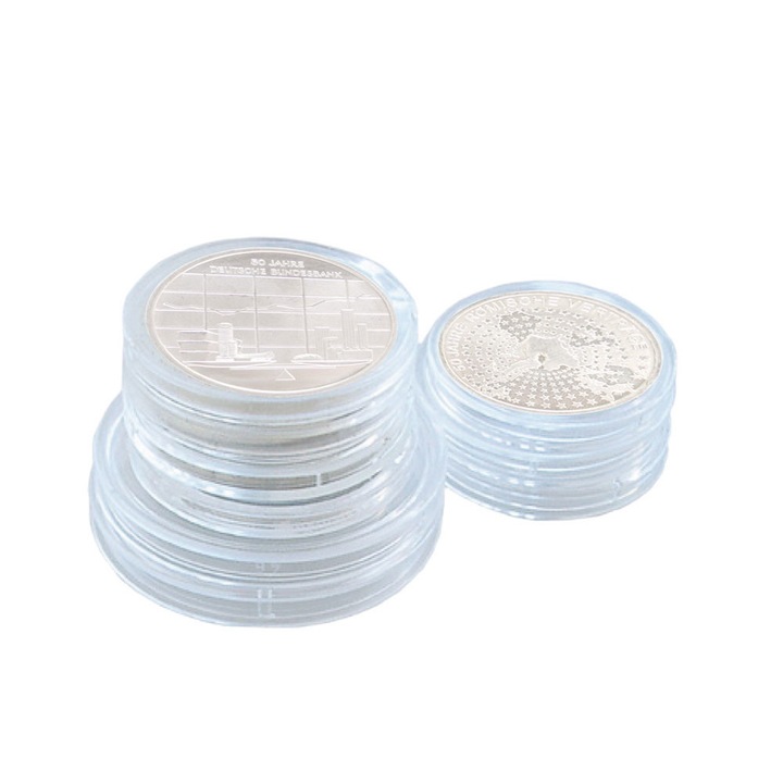 25 kapszula készlet érmekhez, Biztonságos albumok, legfeljebb 31,5 mm átmérővel