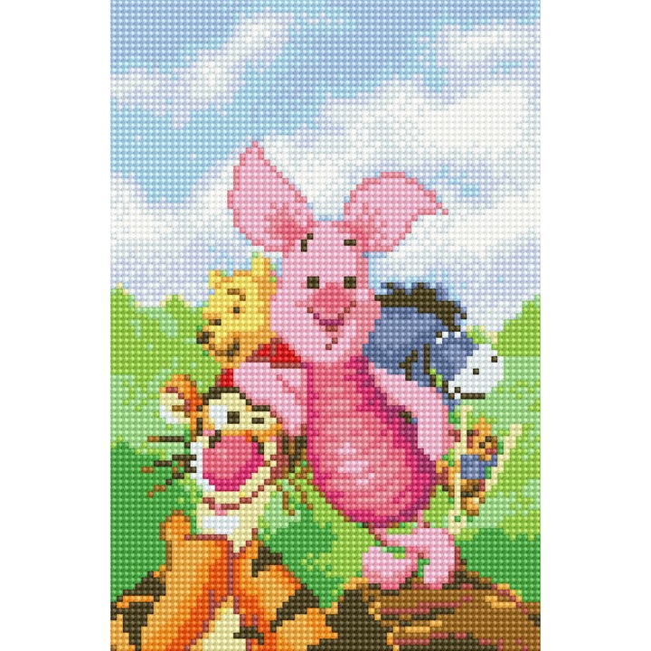 Oh Art, 5D Комплект за диамантена бродерия с мозайка в рамка 20x30cm Мечо Пух Приятели за деца