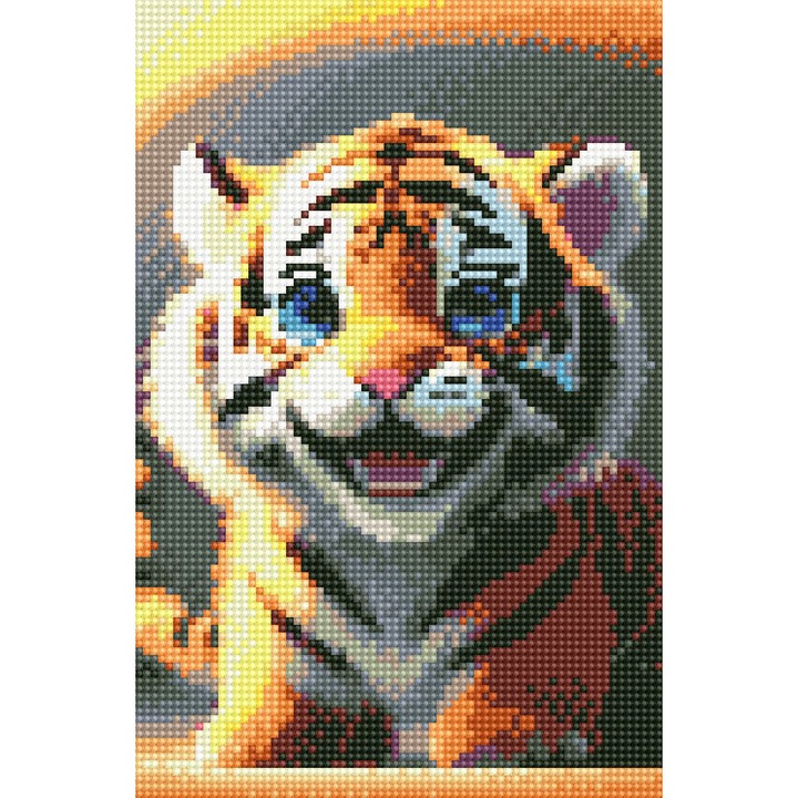5D комплект за диамантена бродерия с мозайка в рамка 20x30cm тигърска усмивка за деца Oh Art