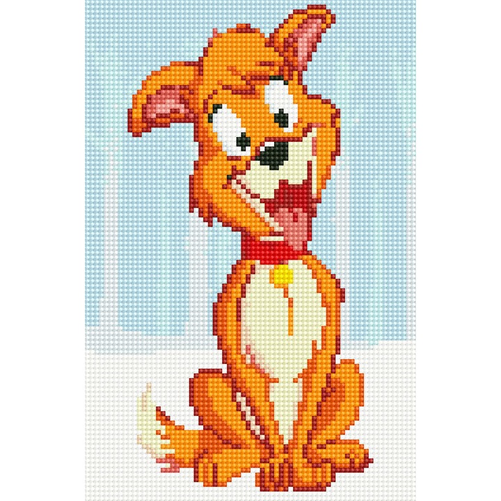 5D комплект диамантена бродерия с рамка, мозайка 20x30 см, Куче в снега. За деца Oh Art