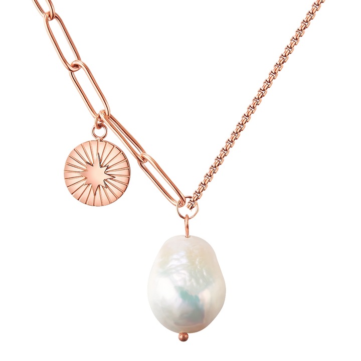 Valero Pearls, Colier placat cu aur de 18K, Auriu rose