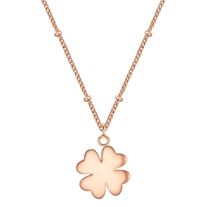 Eastside, Colier placat cu aur de 18K, cu pandantiv trifoi, Auriu rose