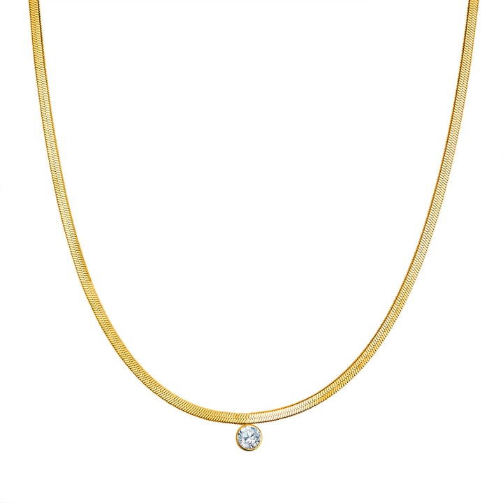 Eastside, Colier placat cu aur de 14K si decorat cu zirconiu, Auriu