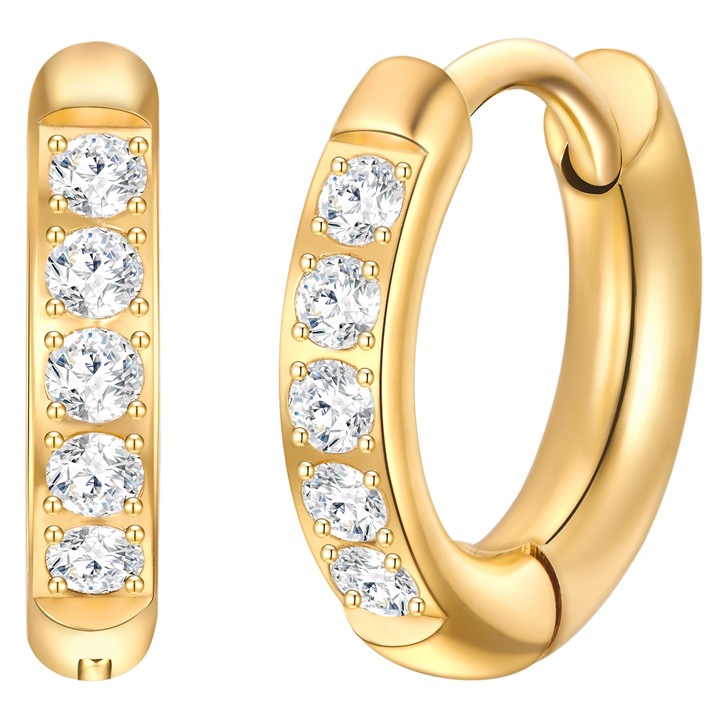 Eastside, Cercei placati cu aur de 14K si cu zirconia, Auriu