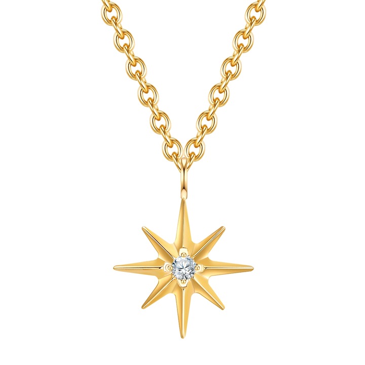 Eastside, Colier placat cu aur de 14K, cu pandantiv stea, Auriu