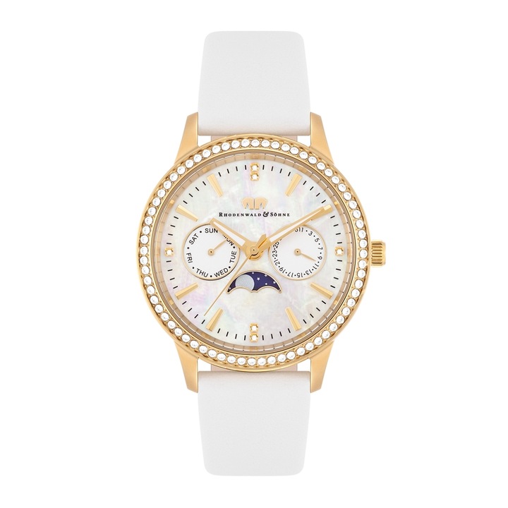 Rhodenwald & Söhne, Ceas cu functii multiple si cristale, Alb
